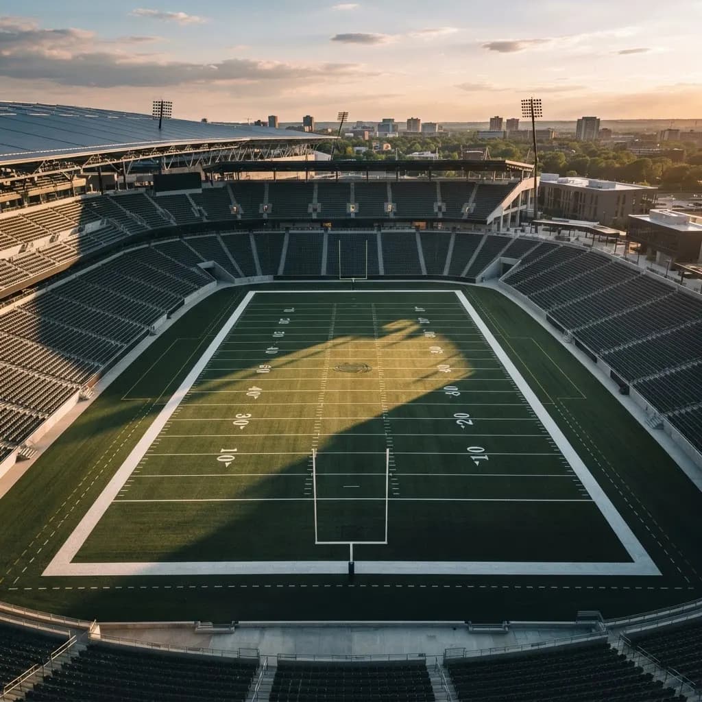 A professional football field surfaced with Senwells Grass sports turf